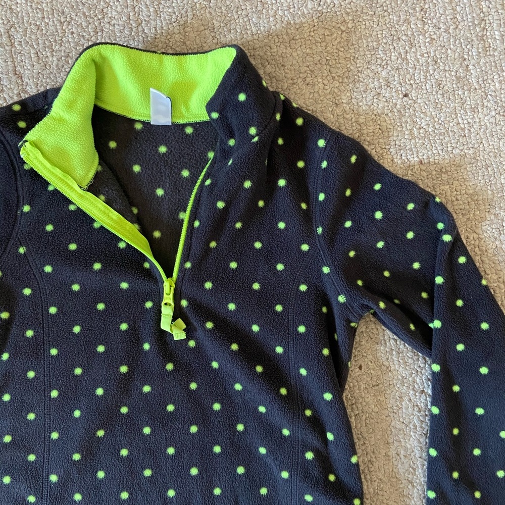 Polka dot half-zip fleece pullover